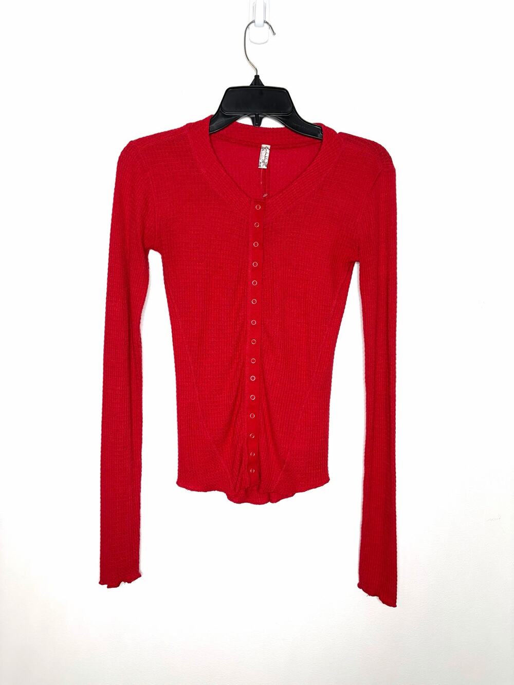 Intimately Free People Going Places Cardi Sz S Waffle Knit Cherry Crush Red NWOT